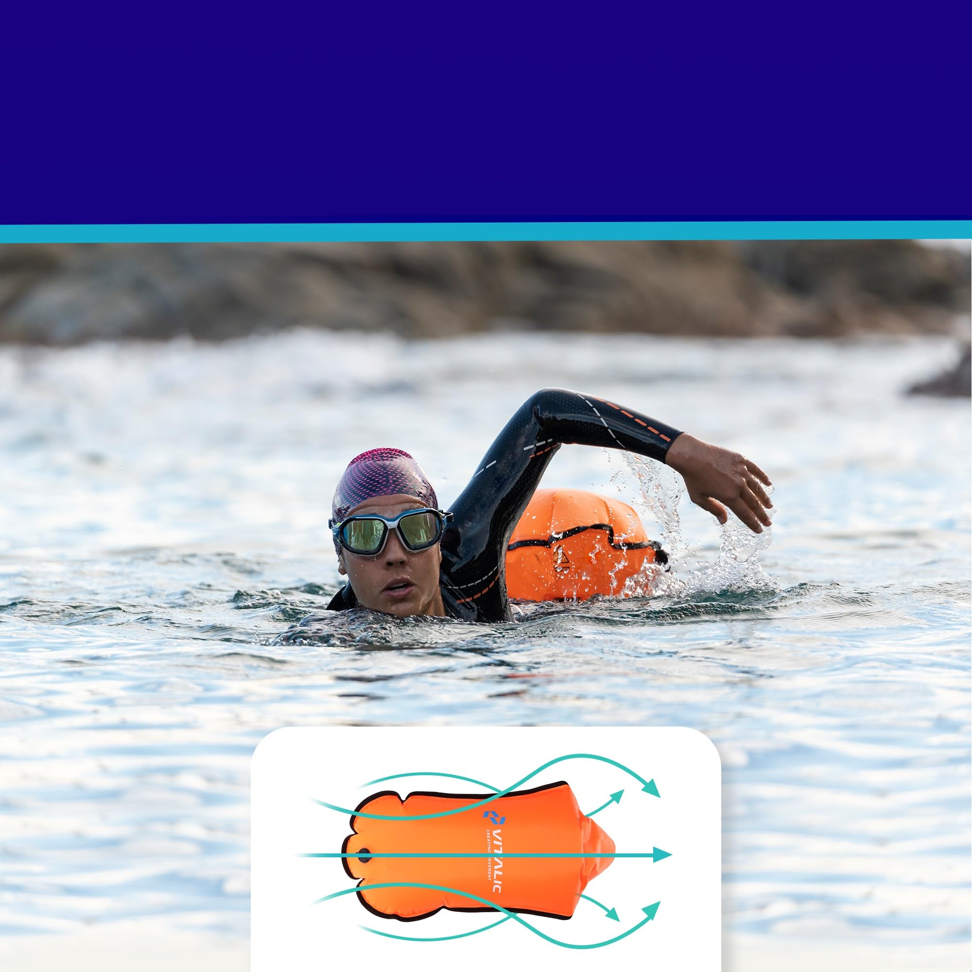Bouée de natation gonflable avec lumière et étui de téléphone - Flotteur flottant pour la natation en eau libre et le triathlon en toute sécurité - Sac de natation étanche avec sac isotherme