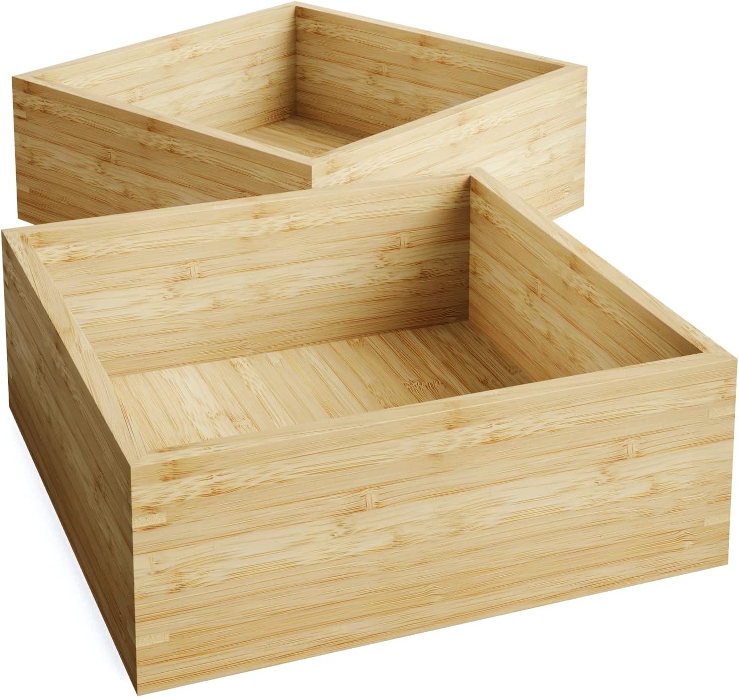 KD Essentials 2x Bamboo storage boxes S, stackable set of two