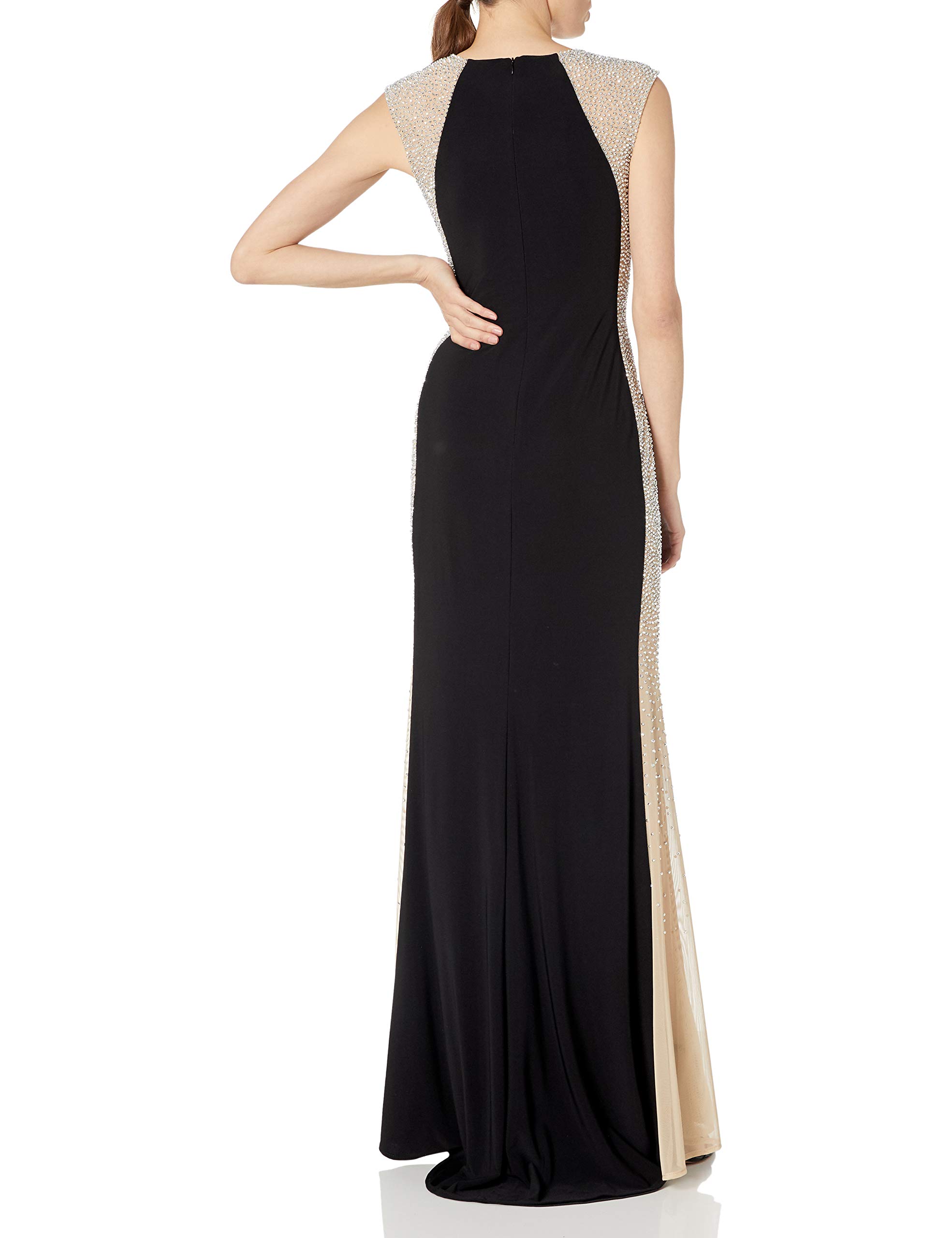 Xscape Womens Xscape Women's Floor-Length, Sleeveless, Jersey Knit Dress, with Caviar Beaded Side Detail