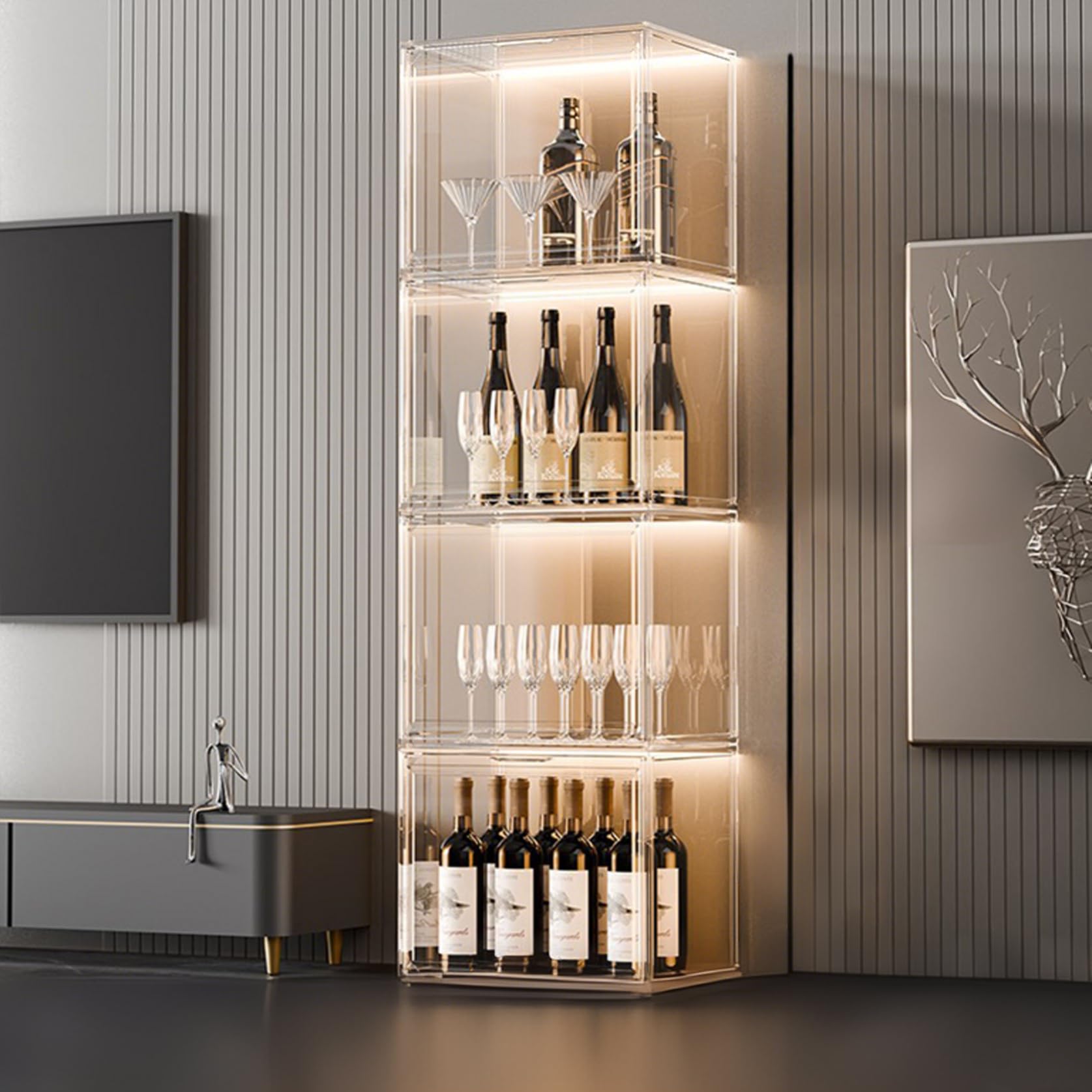 Placard de rangement et bar à vin autonome pour désencombrer votre salle à manger