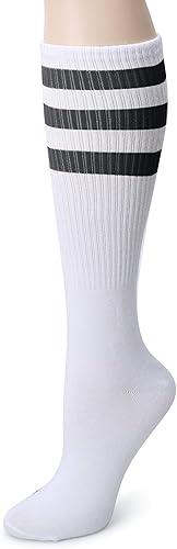 Leotruny Calcetines hasta la rodilla calcetines retro a rayas por encima de la pantorrilla para hombres y mujeres