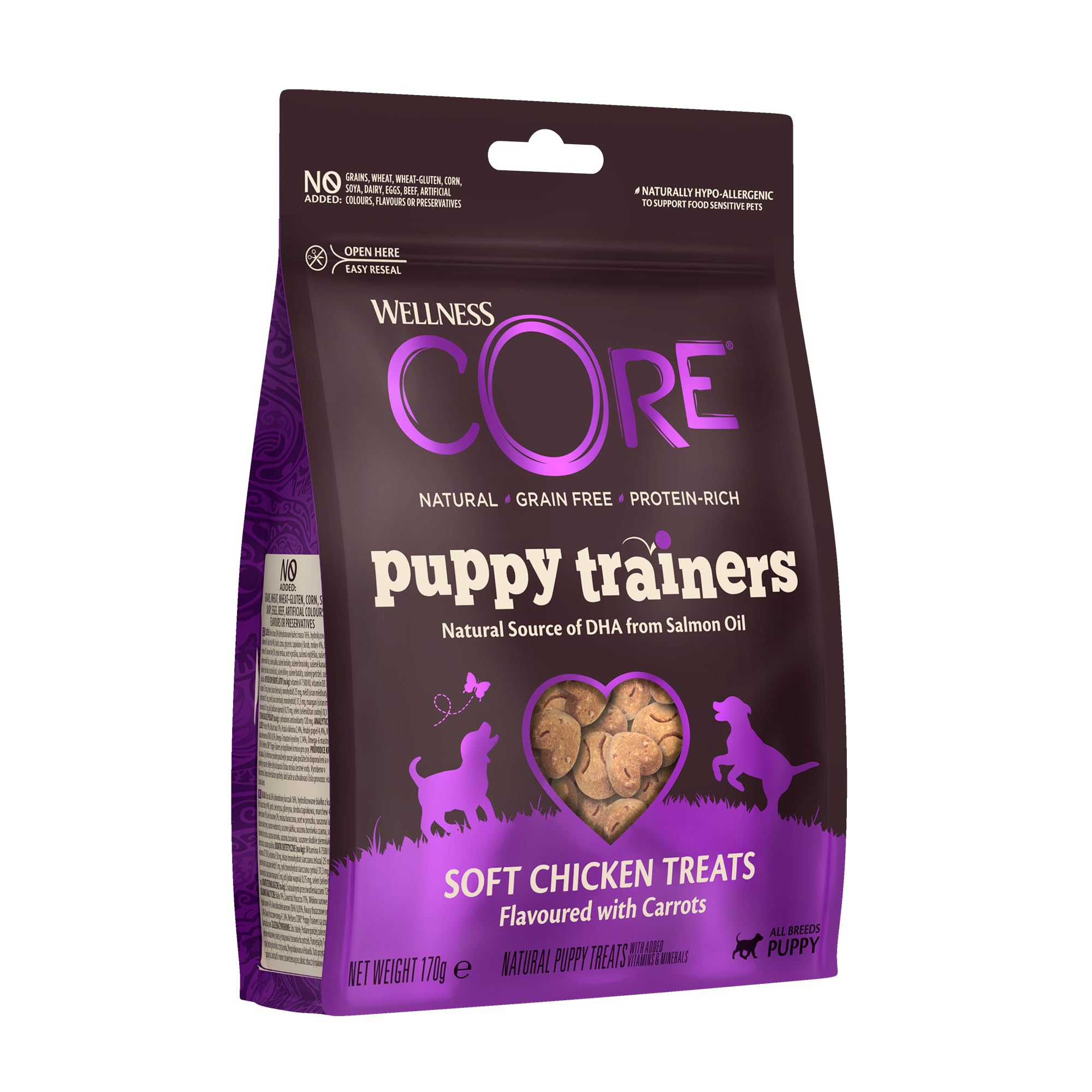 Friandises pour chiots digestion sensible poulet carottes naturelles sans céréales 170g