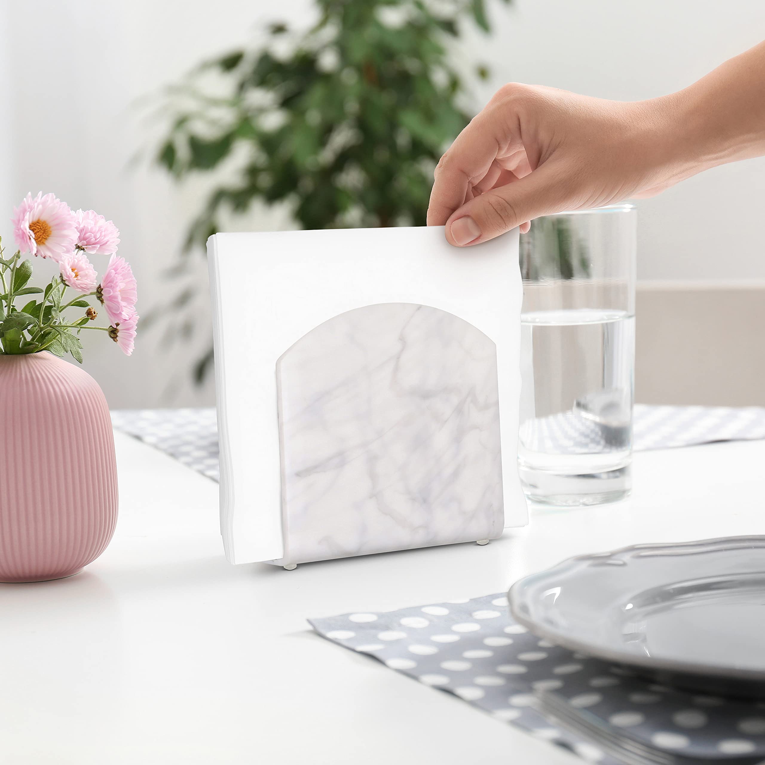 Acryl Serviettenhalter Für Den Tisch – Modernes Design, Große Kapazität, In Weiß Oder Grau