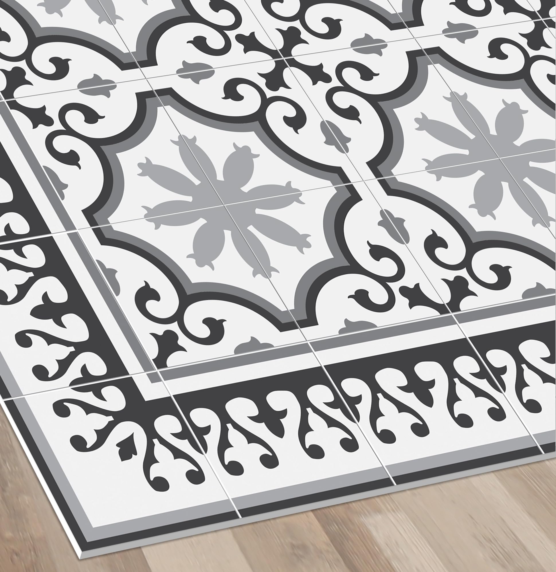 VINILIKO Design | Paryski dywan winylowy 80x300 cm - antypoślizgowy, wodoodporny, zmywalny - różne rozmiary - styl hydrauliczny - dywan winylowy do salonu, kuchni