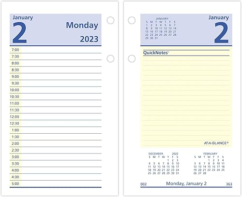 AT-A-GLANCE Recambio de calendario de escritorio diario 2023, 3-1/2 x 6 pulgadas, hoja suelta, notas rápidas (E51750)