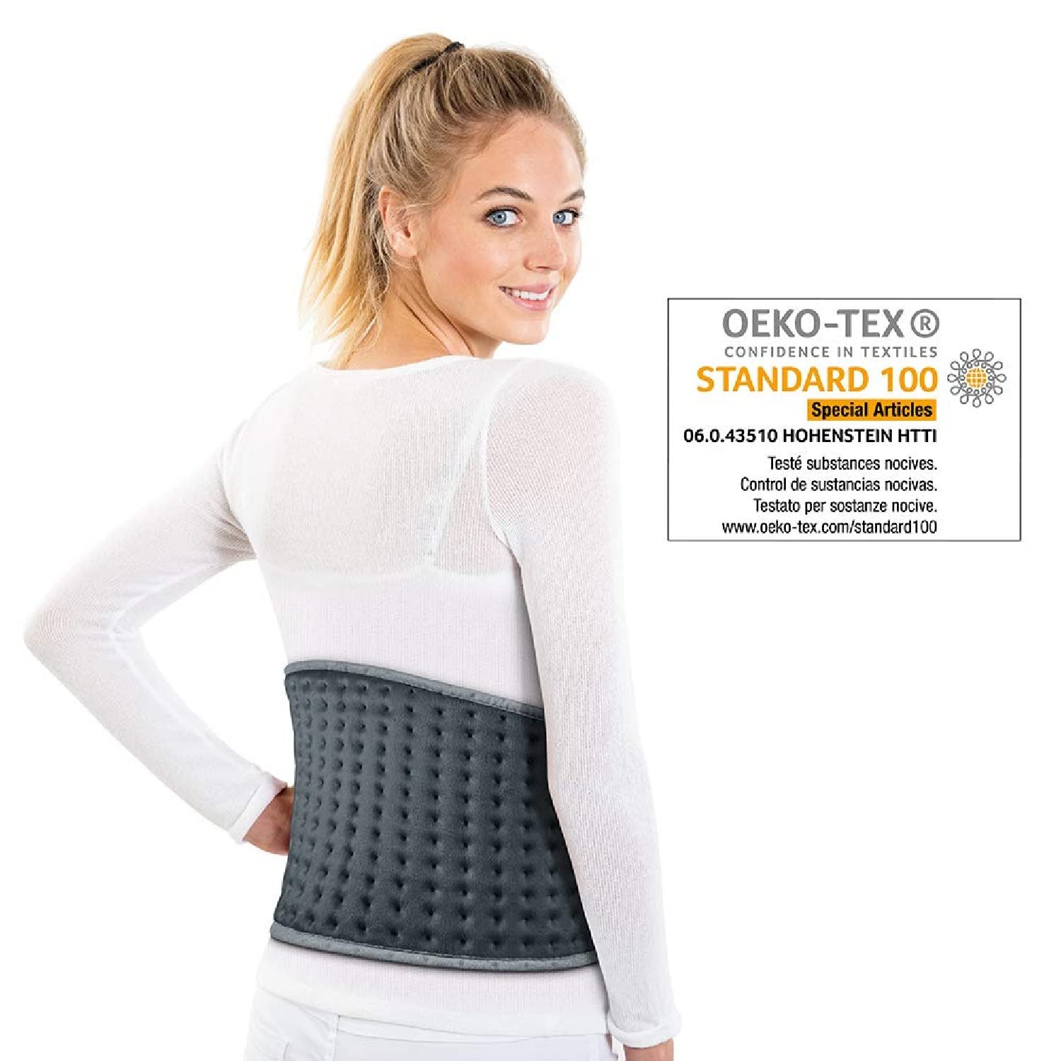 Beurer HK 49 Cosy Termoforo per Schiena, Addome e Cervicale con Elastico a Fissaggio facile, 3 Livelli di Temperatura Illuminati, Riscaldamento rapido