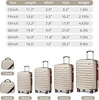 Vista 6 de LARVENDER Juegos de equipaje de 6 piezas, 6 unidades, blanco y marrón