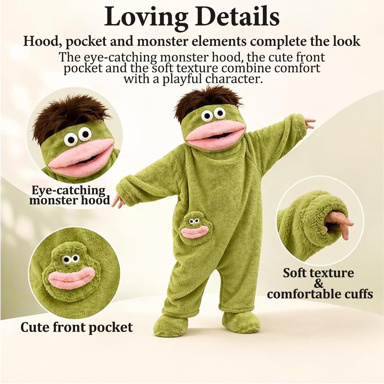 STOAT Onesie Divertido Fleece Pijama .para Tallas S/M/L/XL, Mono de Peluche Extra Suave con Capucha y Bolsillos Grandes, Loungewear cálida y cómoda para casa, Supersuave