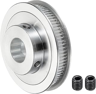 MECCANIXITY 80 Teeth 16mm Bore Timing Pulley, Aluminium Synchronous Wheel Silver with M5 Screw for 3D Printer Belt, CNC Machine