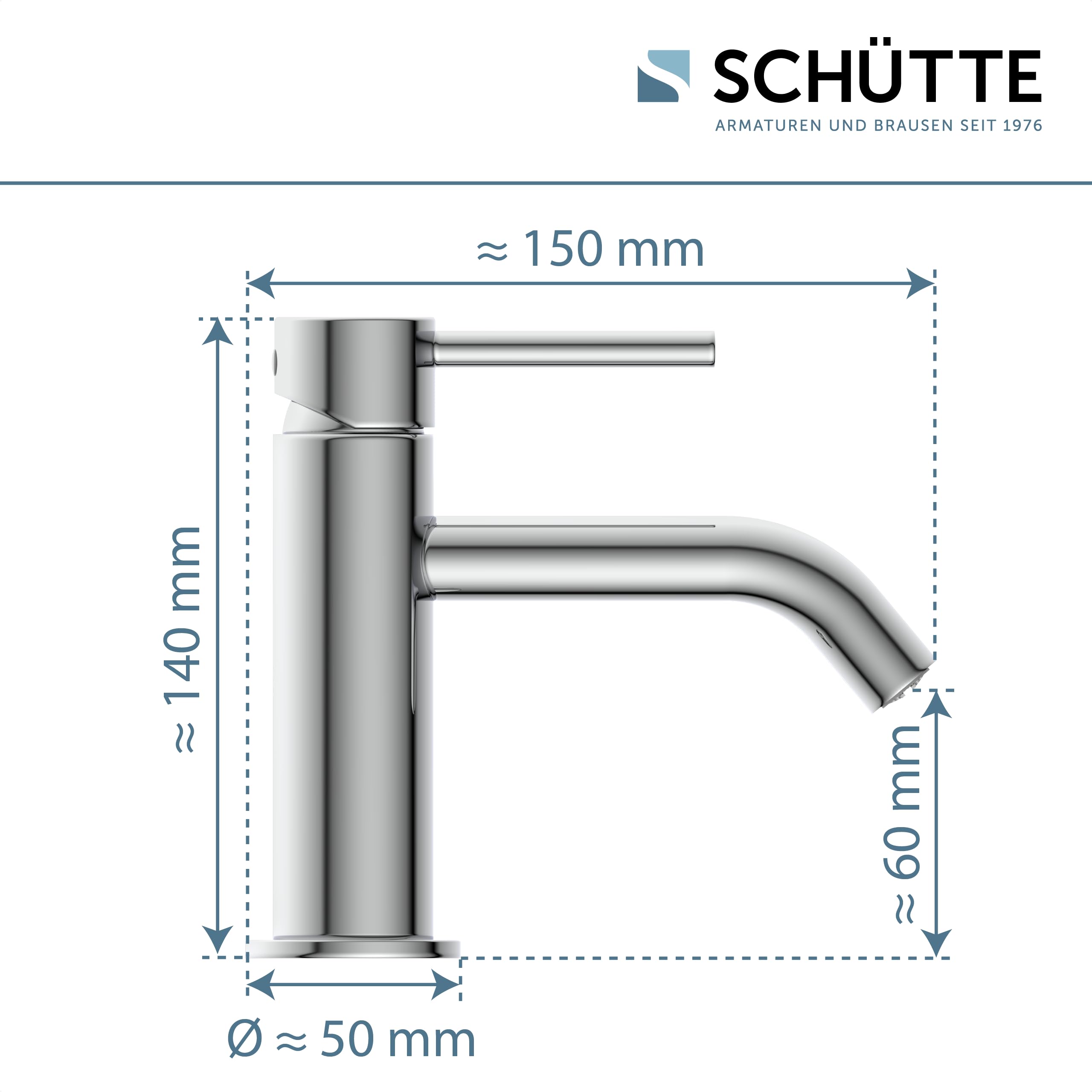 SCHÜTTE Grifo de agua fría ARAGON 37955, grifo baño solo para agua fría, grifo de lavabo en el inodoro de invitados, grifo para lavabo pequeño, válvula de pie, cromo