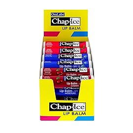 Chap-Ice | Premium and Traditional Lip Balm for Chapped, Dry, or Windburned Lips | 3 Flavor Assorted (SPF-15) - Cherry, Moisture & Watermelon - 24 Sticks (0.15oz/4.25g)