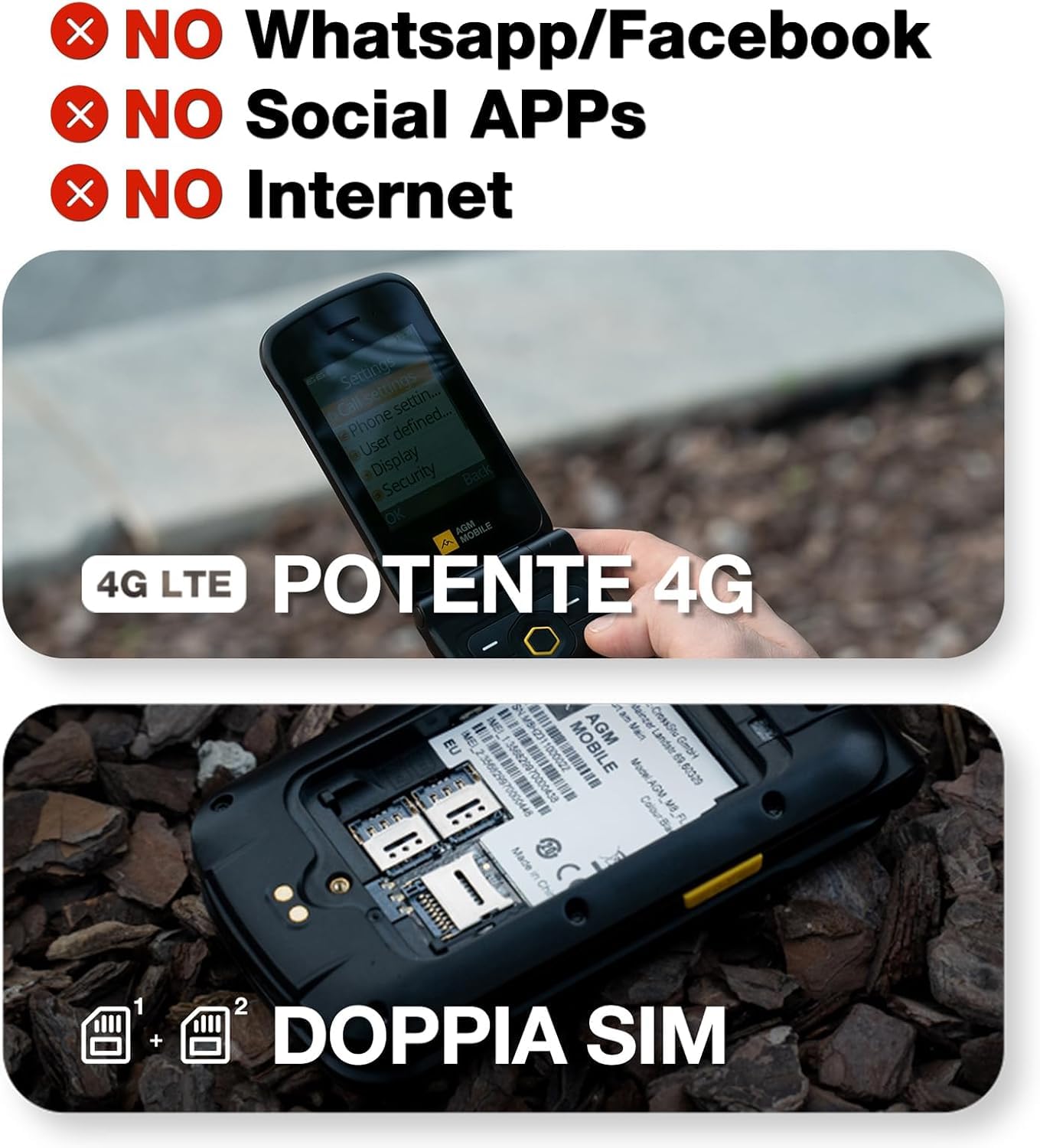 Cellulare Flip 4G per Anziani, Volume Alto, Compatibile Apparecchi Acustici M3 T3, Grande Display, Tasti Grandi, Pulsante SOS, Batteria Lunga Durata, Impermeabile Antiurto Militare IP68, Dumb Phone