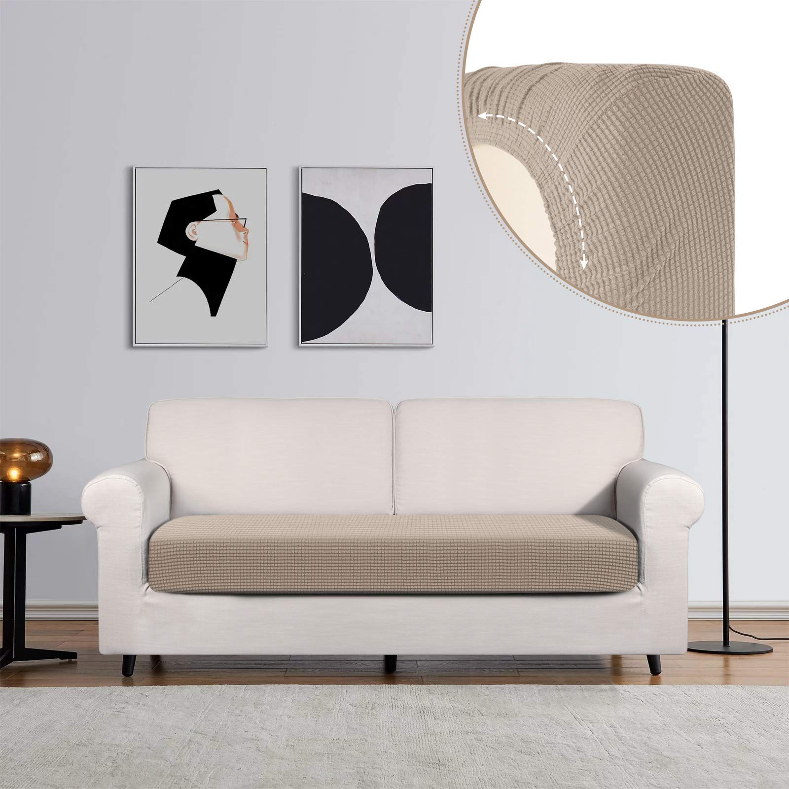 TAOCOCO Copricuscini Per Divani, Copridivano Elasticizzato, Alta qualità Cuscino Protezione Divano Sedile Lavabile(2 Posti, Cachi)