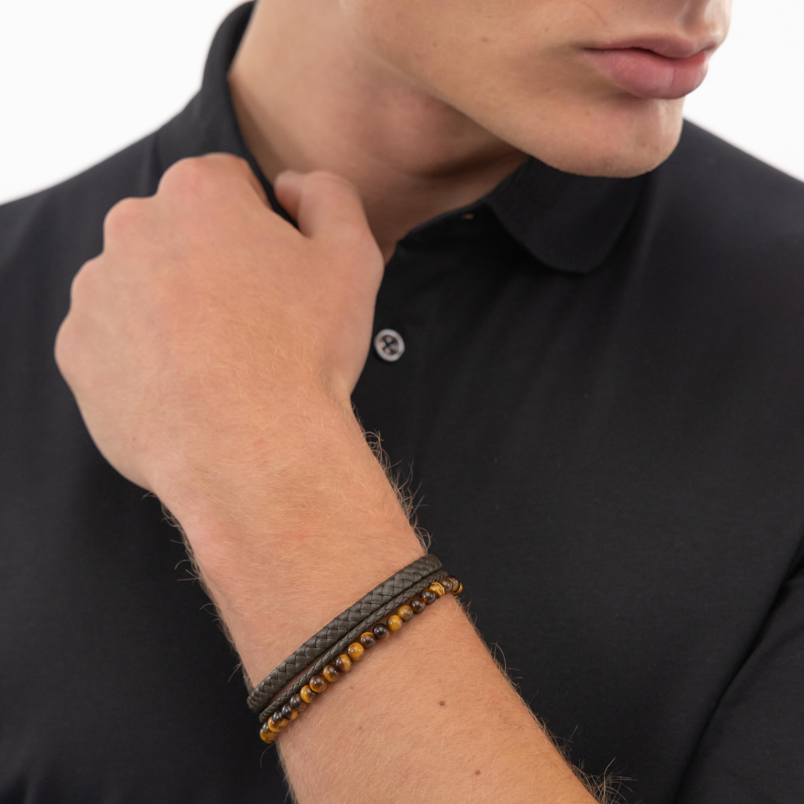 BOSS Jewelry Armband mit Schmuckperlen für Herren Kollektion SPHERE MIXED - Erhäntlich auch Schwarze oder Braune Farbe