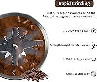 Vista 2 de Electric Coffee Grinders，150-300w Silver Spice Grinder, One-Button Operation to Grinder Coffee Beans, Spices, Dry Herbs, Nuts, etc.1 Plastic Brush