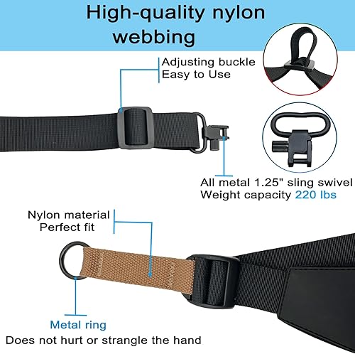Miniatura 4 de VVAAGG Two-Point Rifle Sling with Swivels, Non-Slip Gun Sling with Adjustable Length Strap