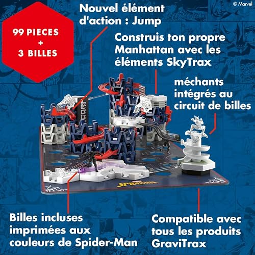 Ravensburger - GraviTrax Action Set M Spiderman, Pista canicas 102 pz, 8+ | Juego construcción GraviTrax Spider-Man con 102 piezas para crear circuitos de canicas. Para niños desde 8 años. - 2