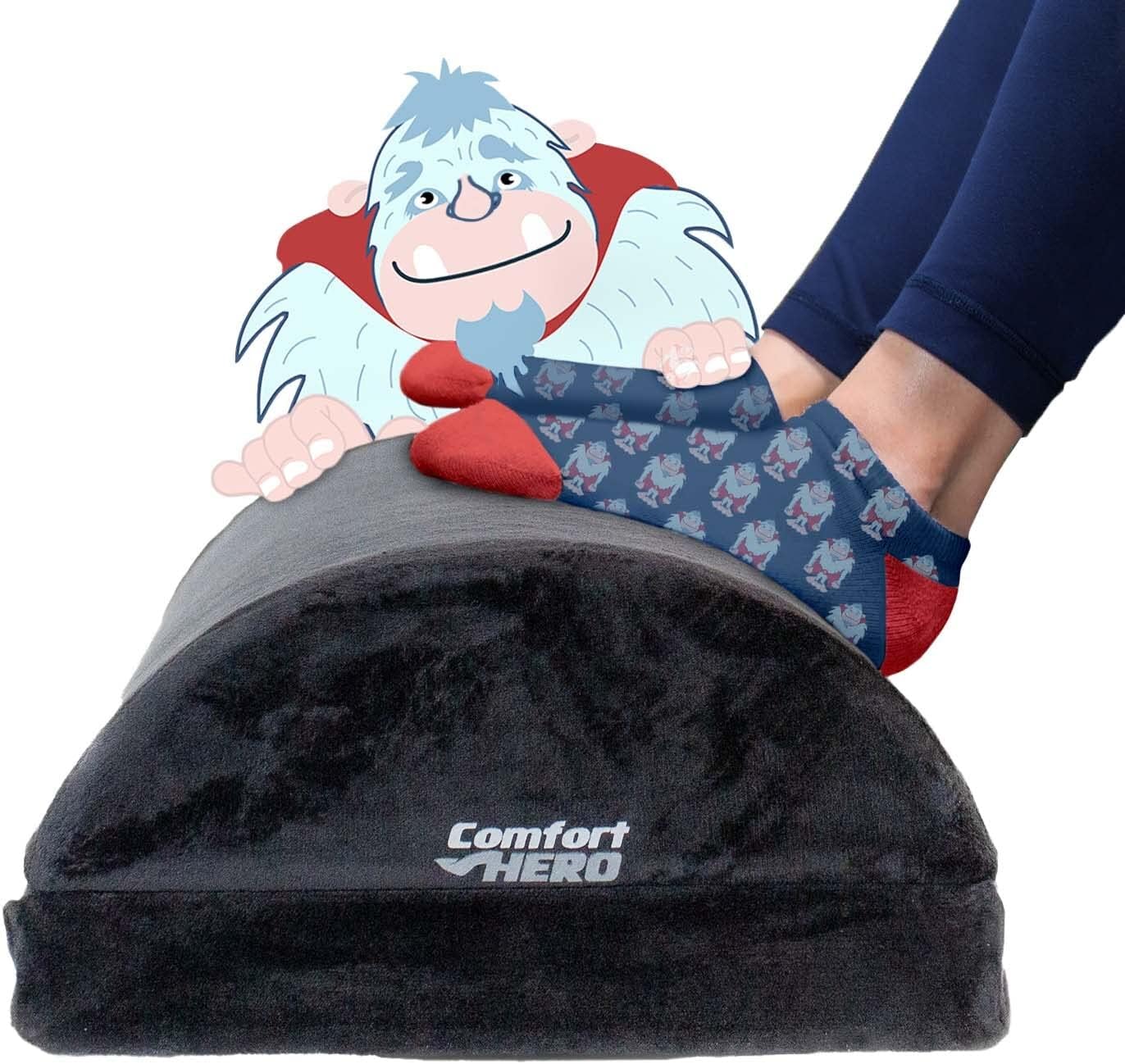 Ganondorf Adjustable Under Desk Foot Rest - 3 Height Levels, Ergonomic Support, Washable Cover, Black