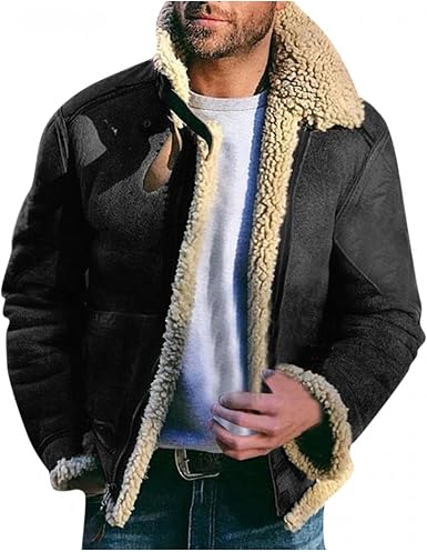 Amazon.com: Abrigo de sherpa pesado para hombre con forro polar grueso con  cremallera completa, chaqueta de solapa para invierno cálida sudaderas de  trabajo : Ropa, Zapatos y Joyería