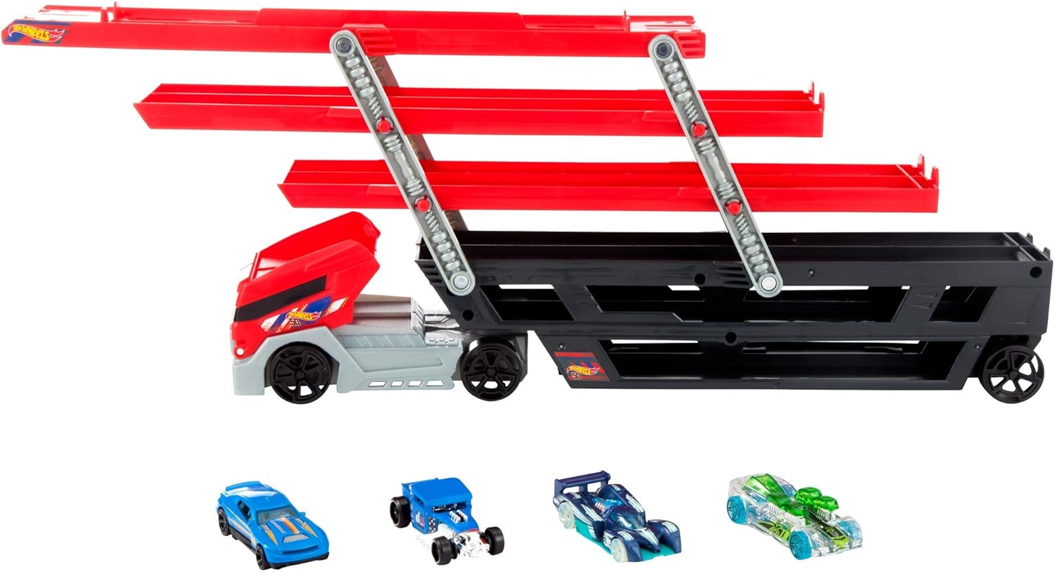 Hot Wheels Mega Hauler and 4 Cars Set