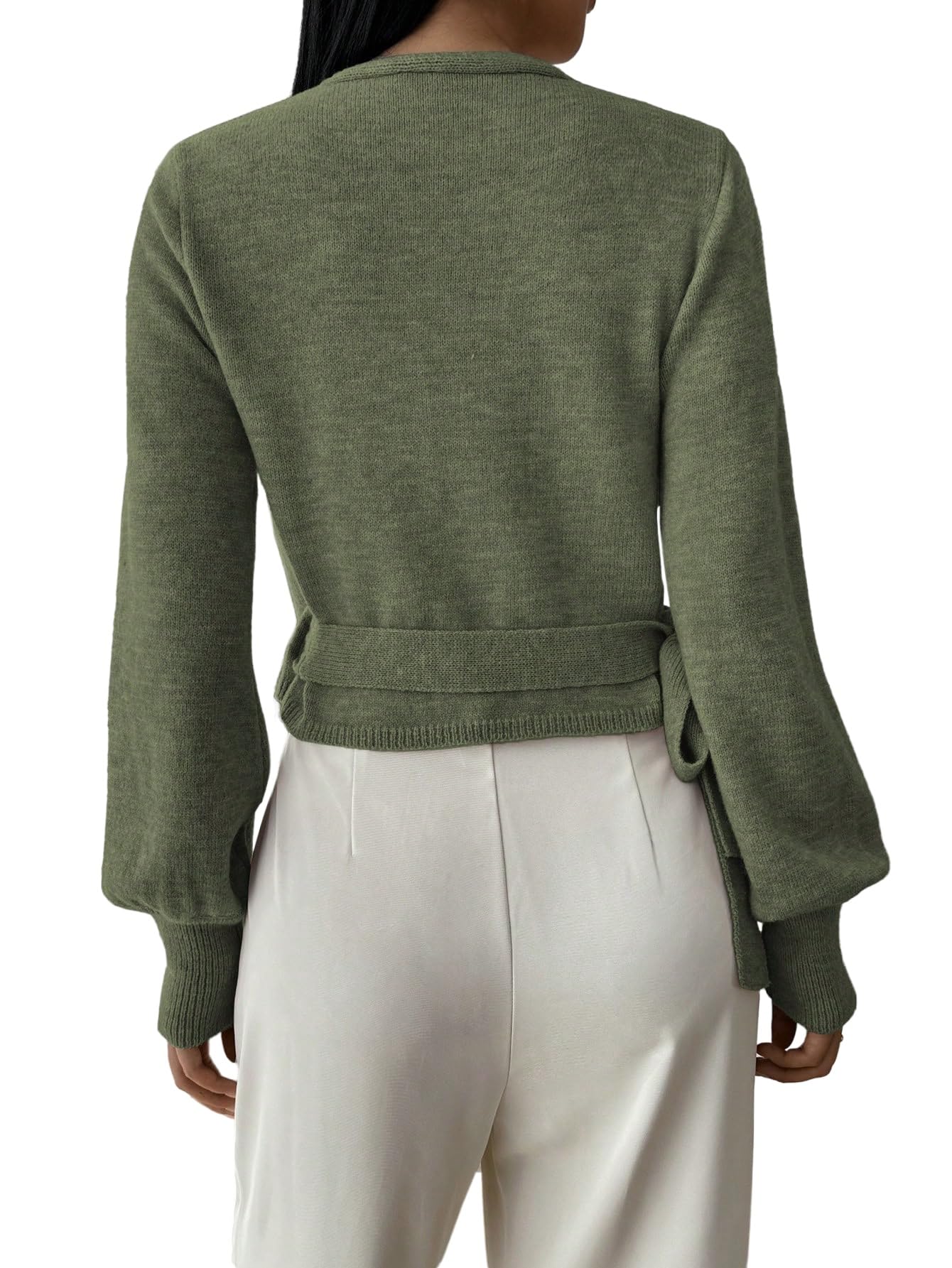 GORGLITTER Maglione da donna elegante con fiocco, maglia a V, maglione invernale a maniche lunghe, per autunno