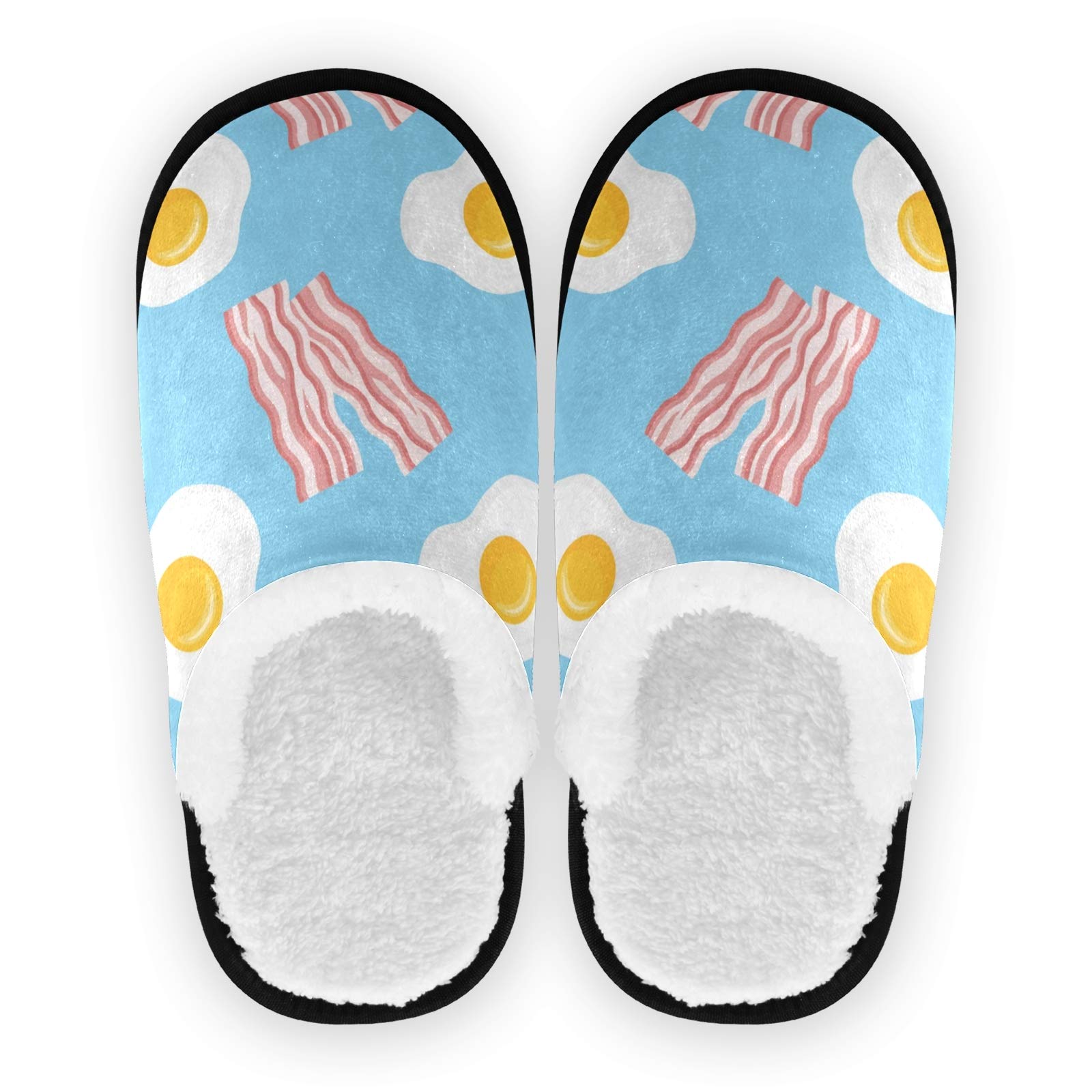 linomoCute Bacon Egg Slippers for Women Men Kids, Womens House Slippers Indoor Slipper House Shoes Bedroom Travel Shoe