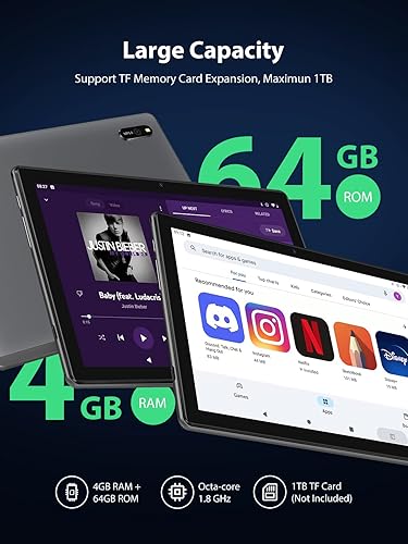 Miniatura 3 de YUMKEM - Tableta Octa Core de 10 pulgadas 4 GB de RAM 64 GB de almacenamiento tableta Android con teclado y tableta pantalla IPS HD de 101 pulgadas