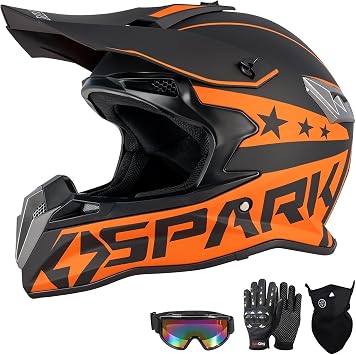 SPARK ATV & Dirt Bike Helmet for Adults - DOT Certified Motocross Helmet withQuick Release, Lightweight Off-Road Design for Motocross & Trail Riding