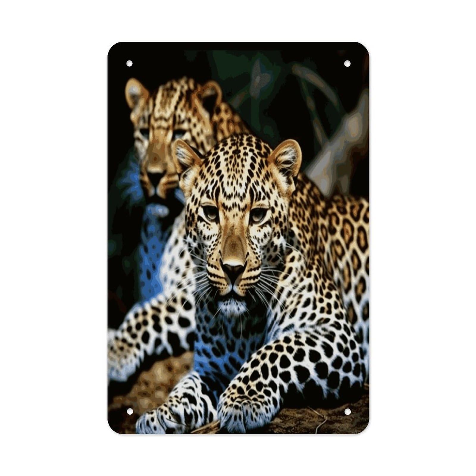Leopard Metal Tin Sign Wall Decor Funny Retro Sign Weatherproof Metal Wall Art for Indoor Or Outdoor Retro Tin Signs for Kitchen Office Home Bar Decor 11.8 X 7.9 Inch