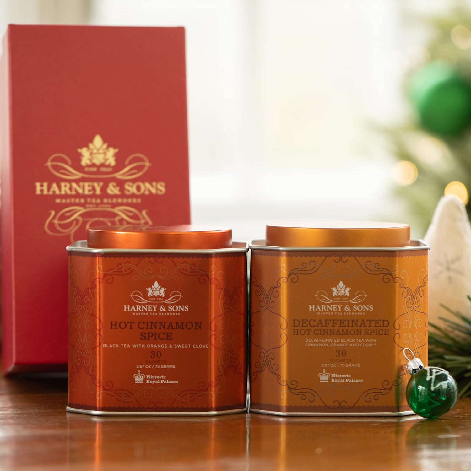 Harney & Sons Spicy Day & Night Tea Gift, Hot Cinnamon and Decaf Hot Cinnamon, Red Gift Box - Image 3