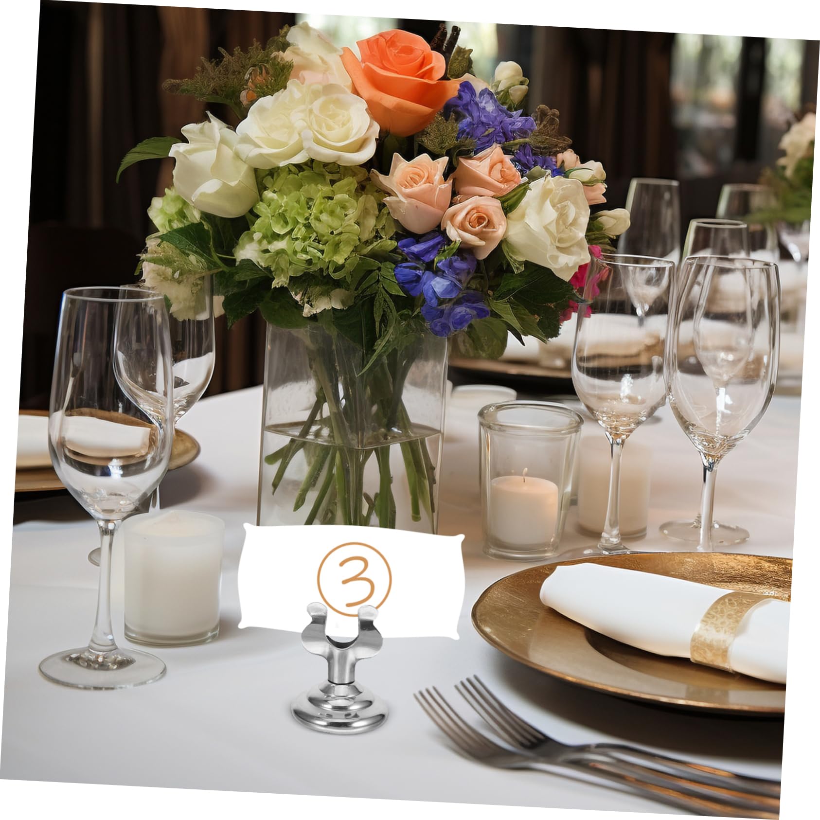 SHINEOFI 2 Series Soporte De Mesa Restaurante Titulares De Menú Lámina Soportes Para Números De Mesa Altos Almacenar Poseedor Soporte De Menú Titular Del Número De Mesa Silver 5 Piezas*2