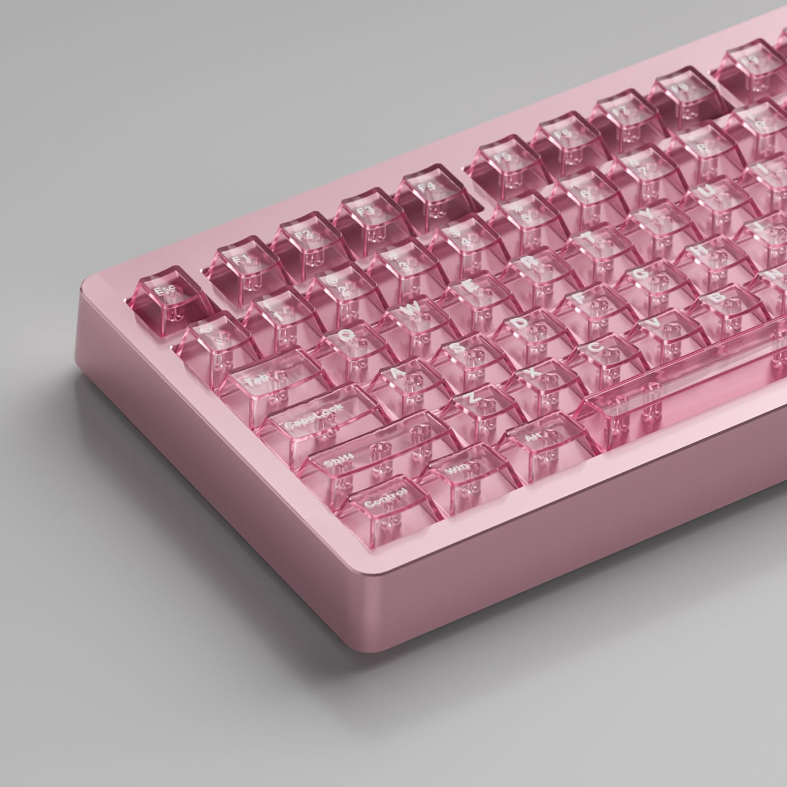 Pink Crystal Keycaps 114 Keys Clear Cherry Profile 60% 65% 95