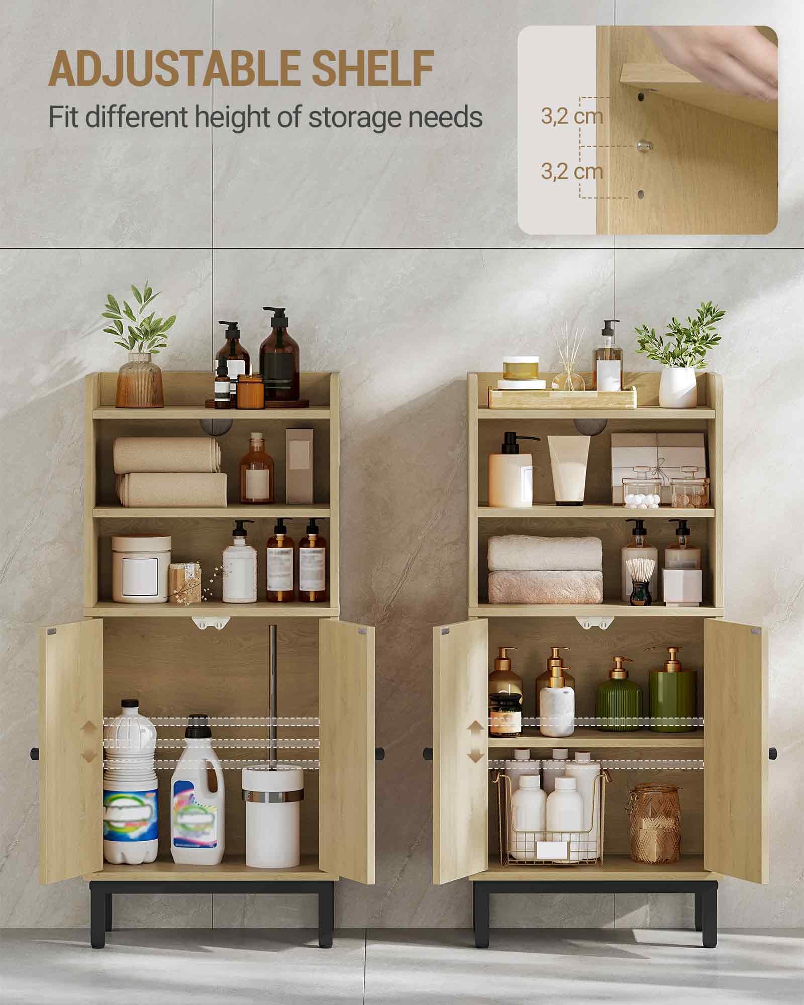 Hzuaneri Badezimmerschrank 20x37x83cm - Badschrank Mit 2 Türen Helle Eiche