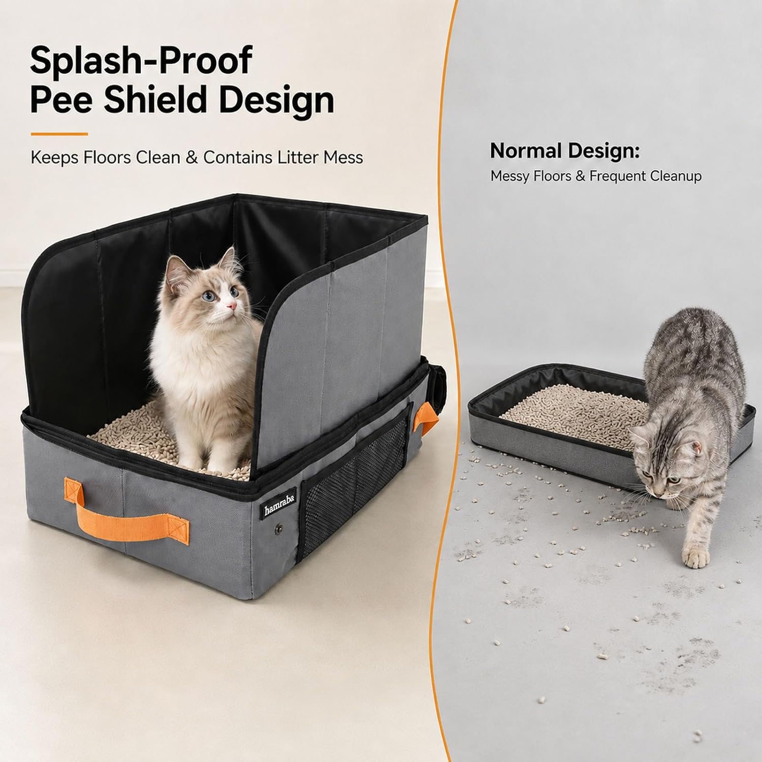 hamraba Medium Travel Litter Box for Cats with High Side Shield
