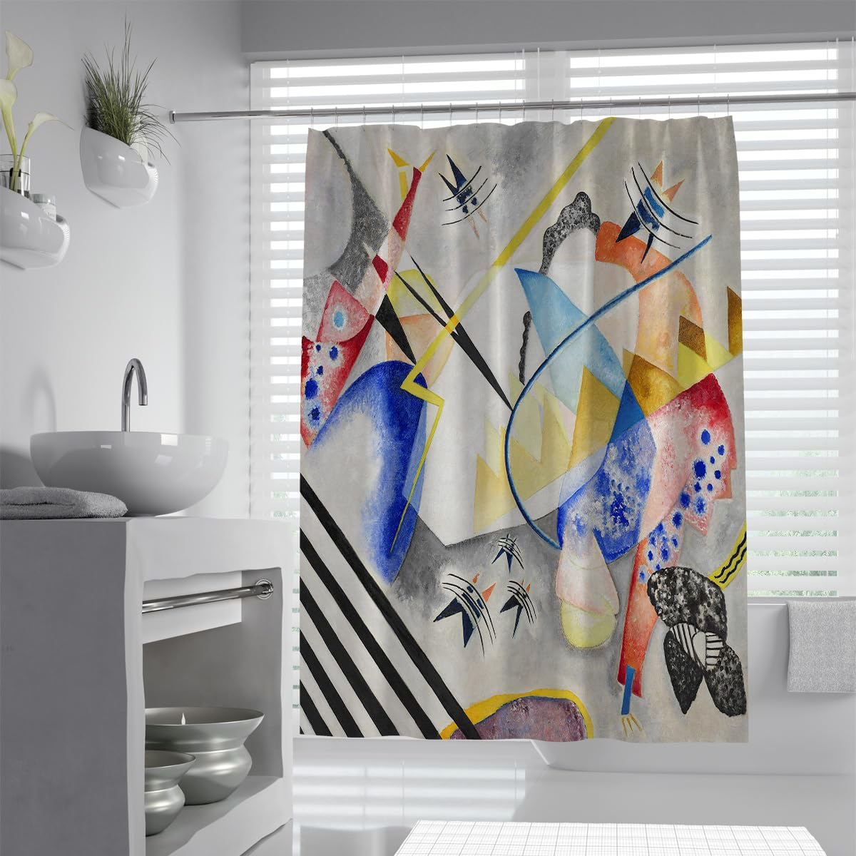 Olliar Home Shower Curtain Watercolor Geometric 180X180 Retro Abstract Modern Colorful Vintage Aesthetic Waterproof Fabric Bathroom Decor Curtain With Hooks