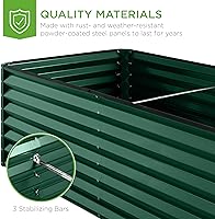 Vista 6 de Best Choice Products Cama de jardín elevada de metal para exteriores de 8x4x2 pies, caja plantadora de raíces profundas para vegetales, flores