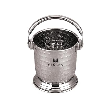 MIKARA Hammered Dal Serving Bucket Hammered Stainless Steel Bucket for Serving Dal 500ml