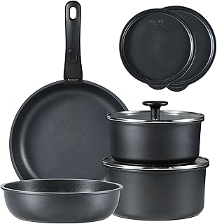 CAROTE カローテ フライパン 鍋 セット 9点 IH&ガス火対応 PFOA PFOS フリ 洗練されデザイン 軽量 コンパクト収納 取っ手のとれる チタンコート こびりつかずにお手入れ簡単 一年保証 黒 ブラック 이미지