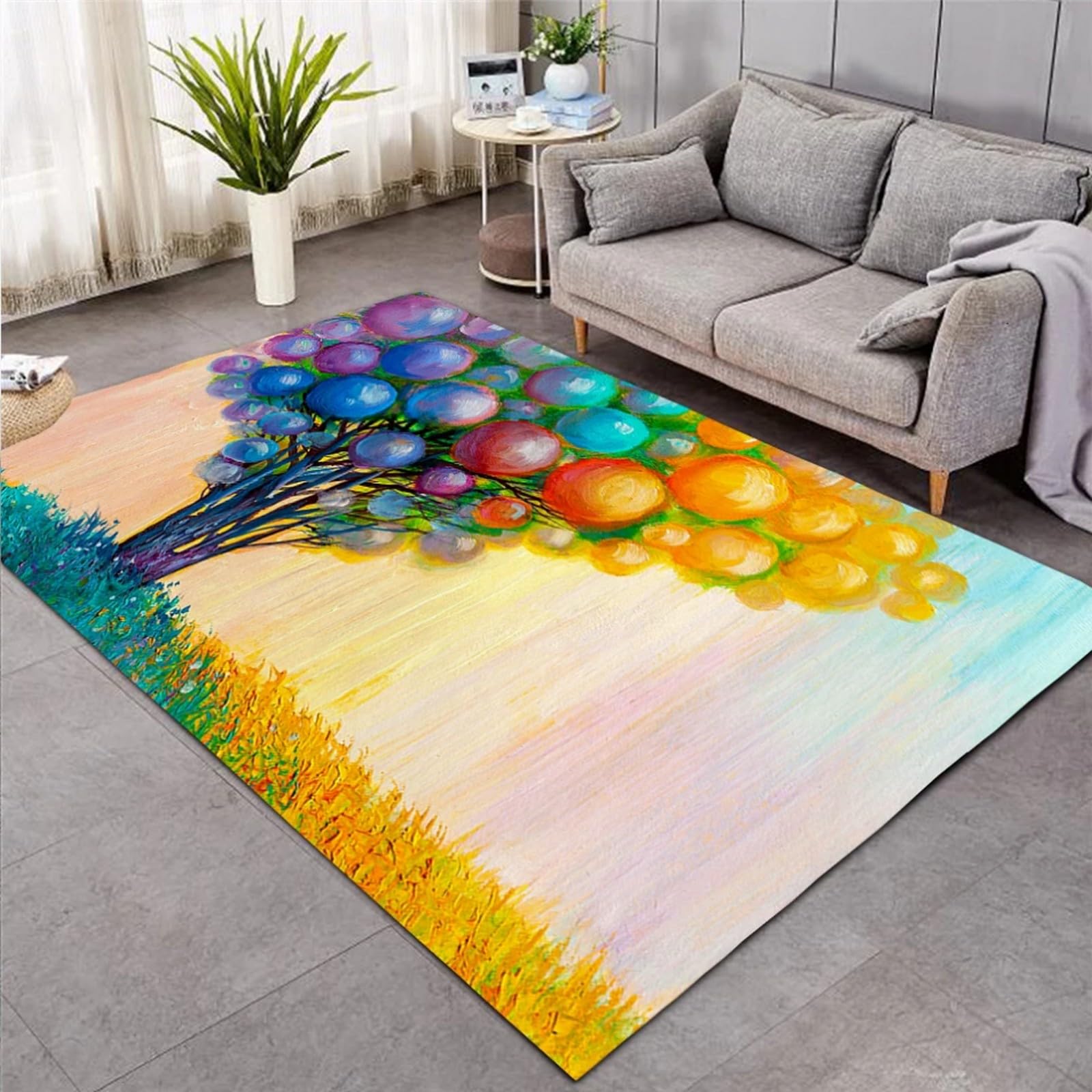 Tapis de salon poils ras idéal pour créer une ambiance de chambre cosy