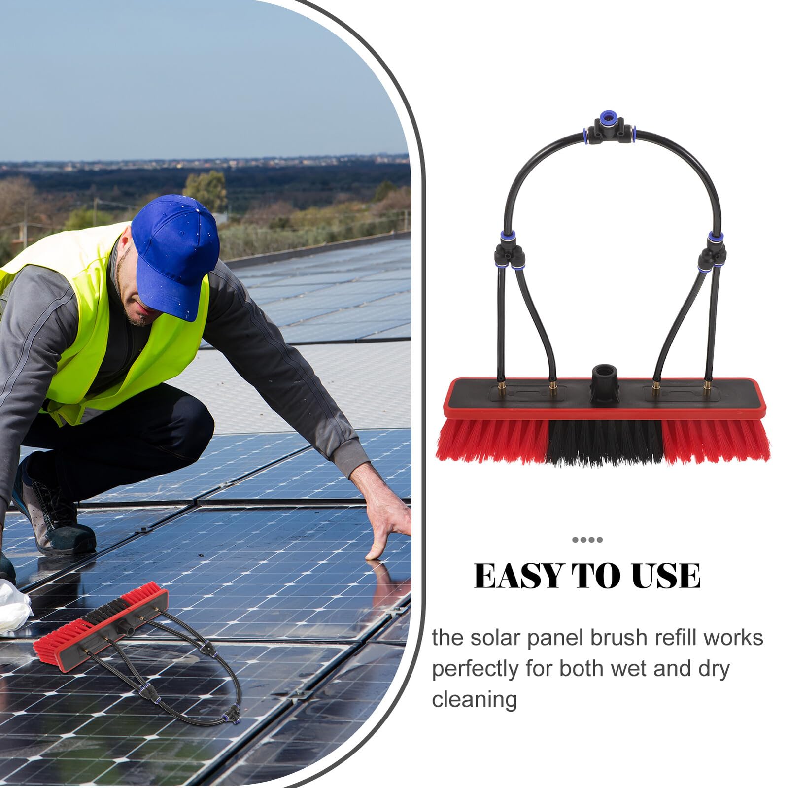 Homoyoyo Testina di Ricambio Spazzola per Pannelli Fotovoltaici 35 Cm Setole Resistenti, Compatibile Spazzole Elettriche per Pulizia Camper e Impianti Domestici, Accessorio Ecocompatibile