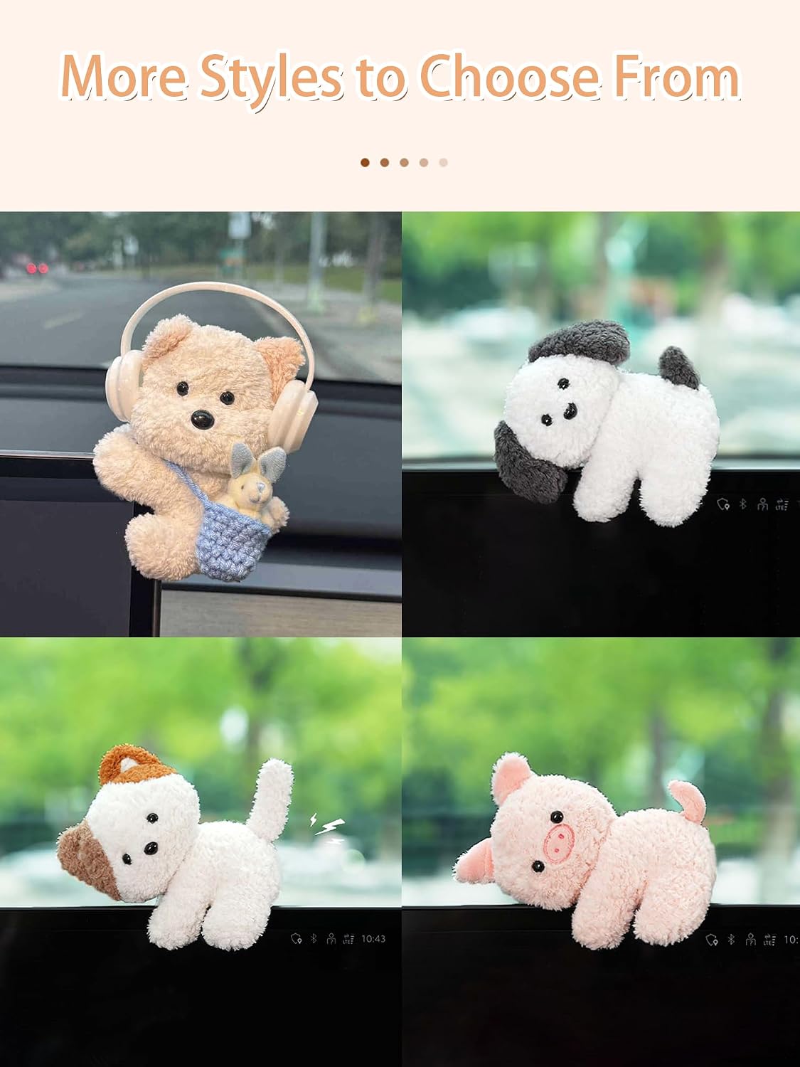 Car Dashboard Decorations Cute Animal Dash Ornaments Computer Monitor Decor Car Rearview Mirror Interior Accessories Plush,Koala