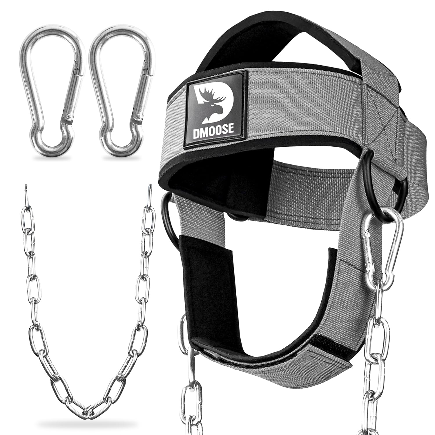 Neck Harness for Weight Lifting - Soft Padded Head & Chin Strap with 30" Heavy Duty Steel Chain - Neck Exerciser, Trainer & Strengthener to Support Injury Recovery and Intense Workouts
