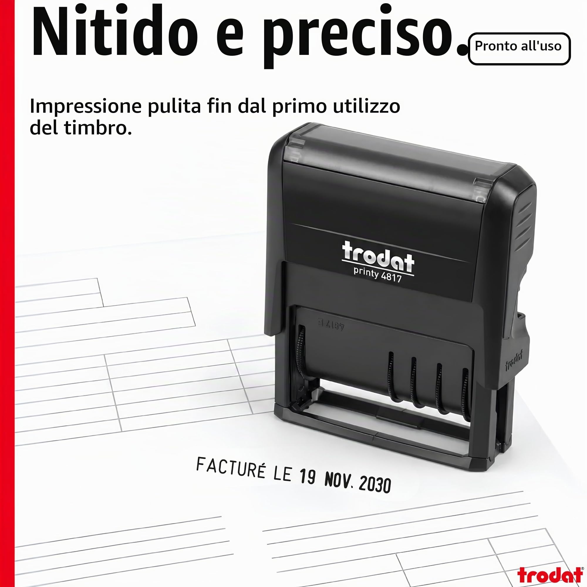 Trodat TS-120243 Printy 4817 - Timbro autoinchiostrante con datario, colore: nero