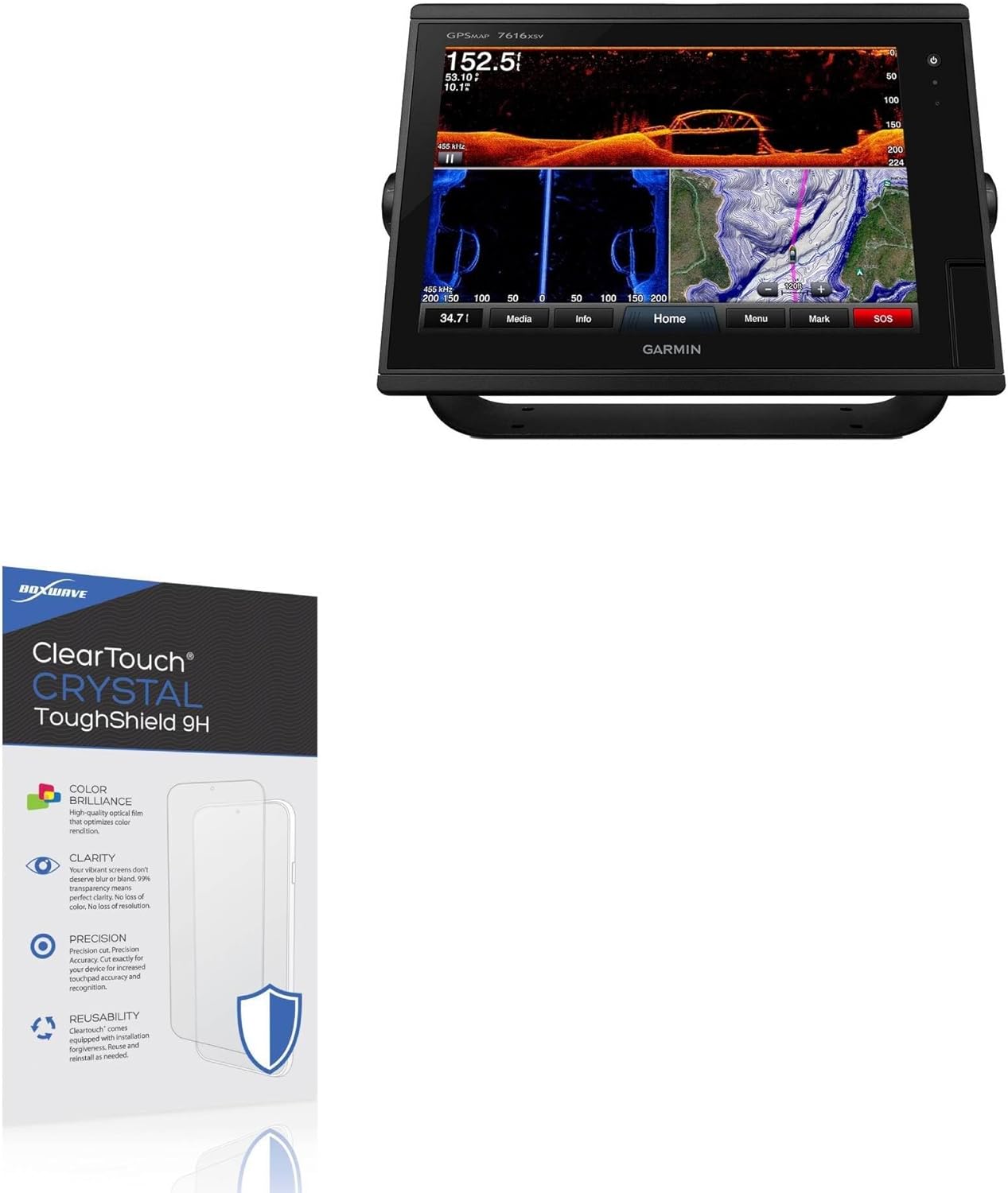 BoxWave Screen Protector Compatible with Garmin GPSMAP 7616xsv - ClearTouch Crystal ToughShield 9H (2-Pack), Clear 9H Tough Flexible Film Screen Protector