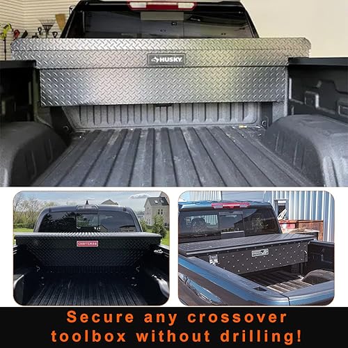 Miniatura 8 de Abrazaderas de montaje en cruz en J para caja de herramientas de camioneta con 4 piezas, negras