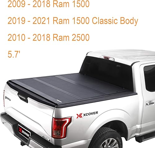 Miniatura 2 de Xcover - Cubierta rígida plegable para caja de camioneta de perfil bajo, compatible con Dodge Ram 1500 2009-2018, Ram 1500 Classic Body 2019-2021,