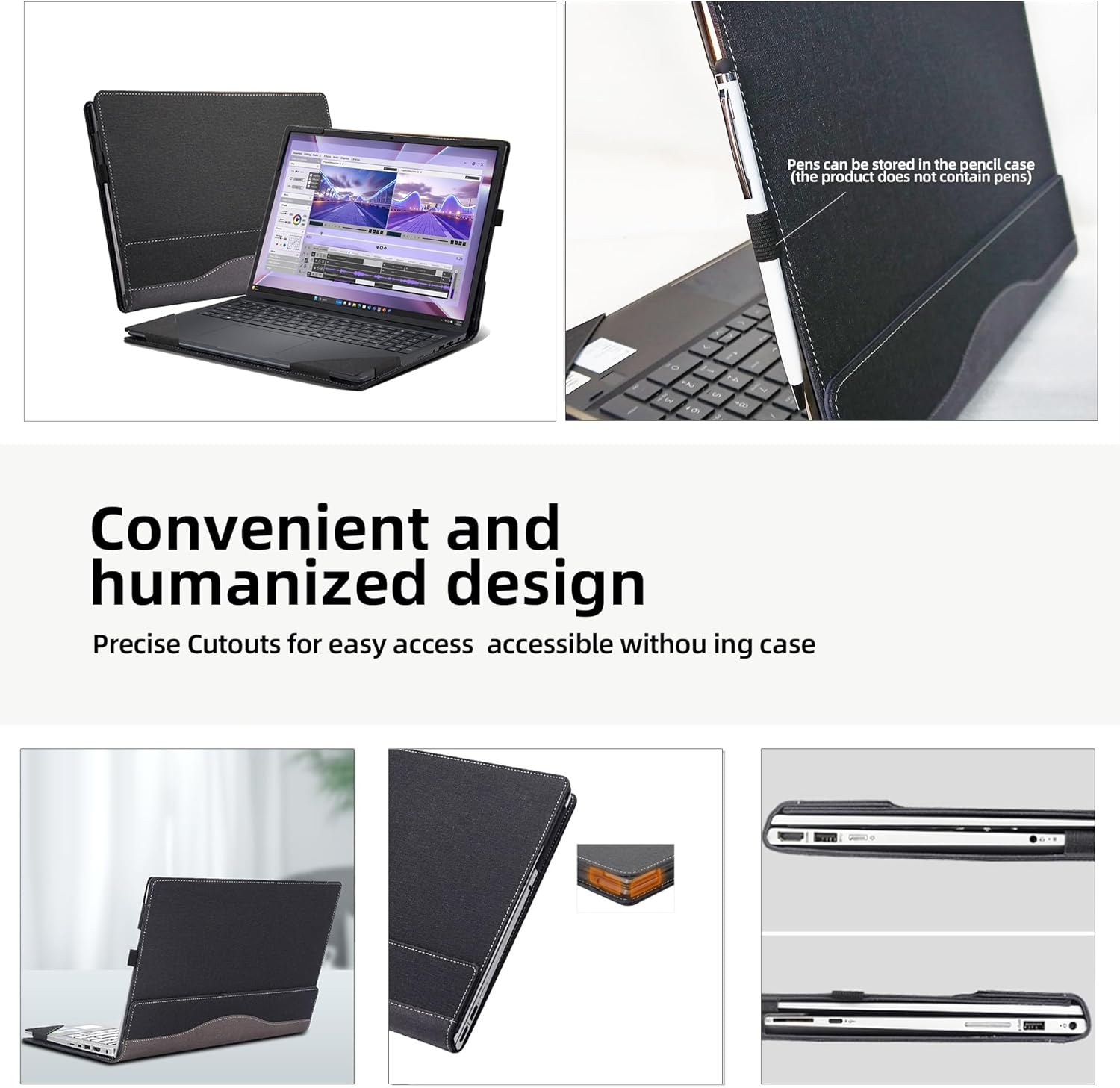 Laptop Case for Dell Pro Max 16 Laptop MC16250 [Not Other Models] All Inclusive Drop Case 16" 2-in-1 PU Leather Protective Laptop Bag Detachable Shell (Dark Grey)