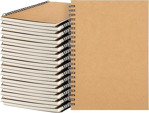 MIVIDE Paquete de 24 cuadernos en espiral A5 a granel con cubierta de papel de estraza de 8.3 x 5.8 pulgadas, 120 páginas, cuaderno de cuaderno de