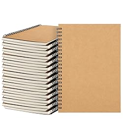 MIVIDE 24 Pack A5 Bulk Spiral Notebooks with Kraft Cover, 8.3 x 5.8 Inch 60 Pages Hardcover Spiral Lined Notebook Journal, Lined Travel Bulk Writing Paper Notebook for School Business Office Supplies