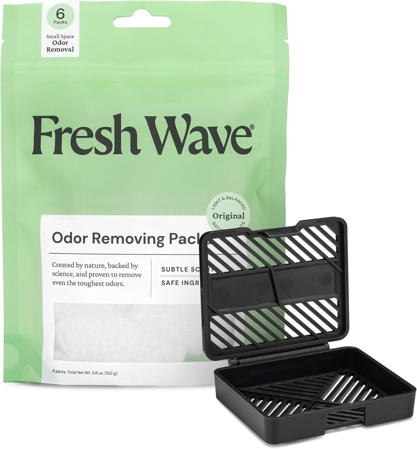 Original Odor Eliminating & Deodorizing Packs - Bag of 6 & Fresh Pod Case - Safer Odor Relief for Small Spaces, Natural Plant-Based Odor Eliminator, Odor Absorbers for Home